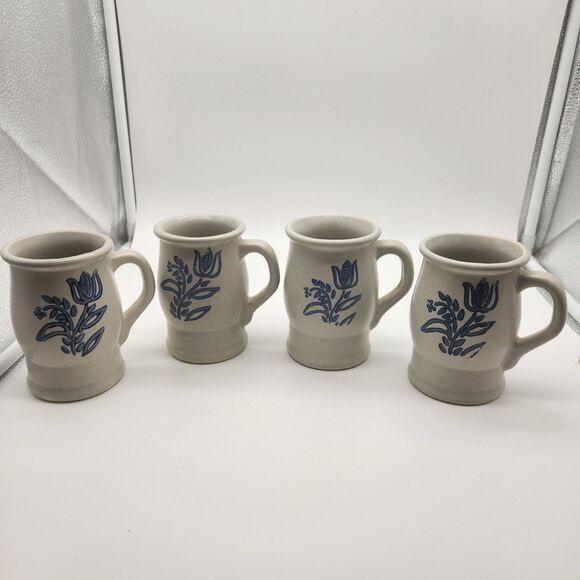 PFALTGRAFF Yorktowne Tulip Coffee Cup Mugs Floral Stoneware Dishes 282Y Set of 4 - Picture 1 of 7